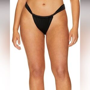 NEW Good American Shine Ruched Bikini Bottom Black GSW0186 Size 6 3XL NWT